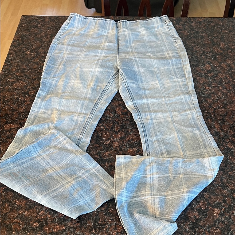 Men's Light Blue Plaid Dress Pants